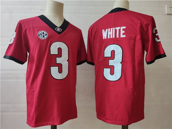 Men Georgia Bulldogs #3 White Red 2025 NCAA Jersey->ncaa teams->NCAA Jersey